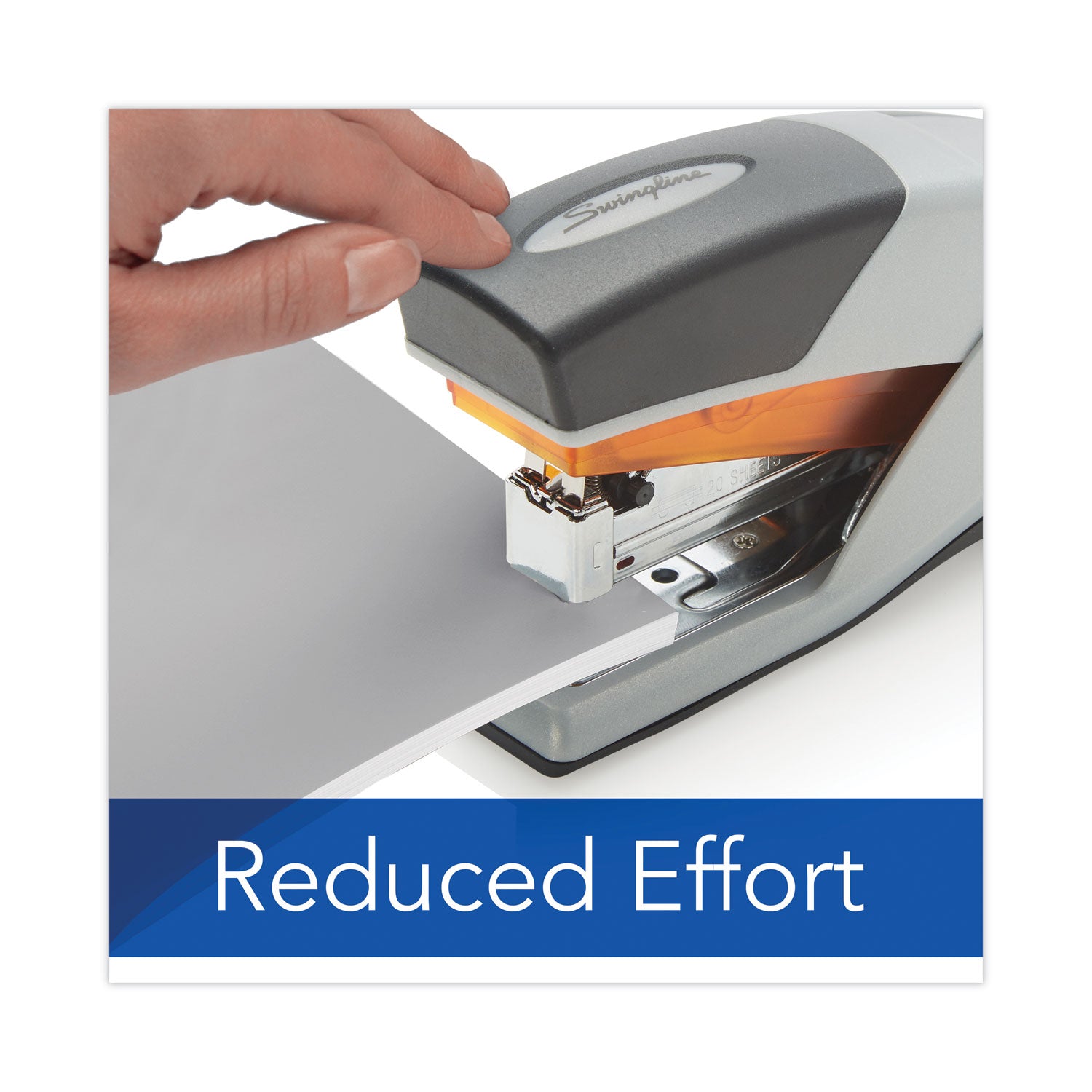 Optima 25 Reduced Effort Stapler, 25-Sheet Capacity, Gray/Orange - 