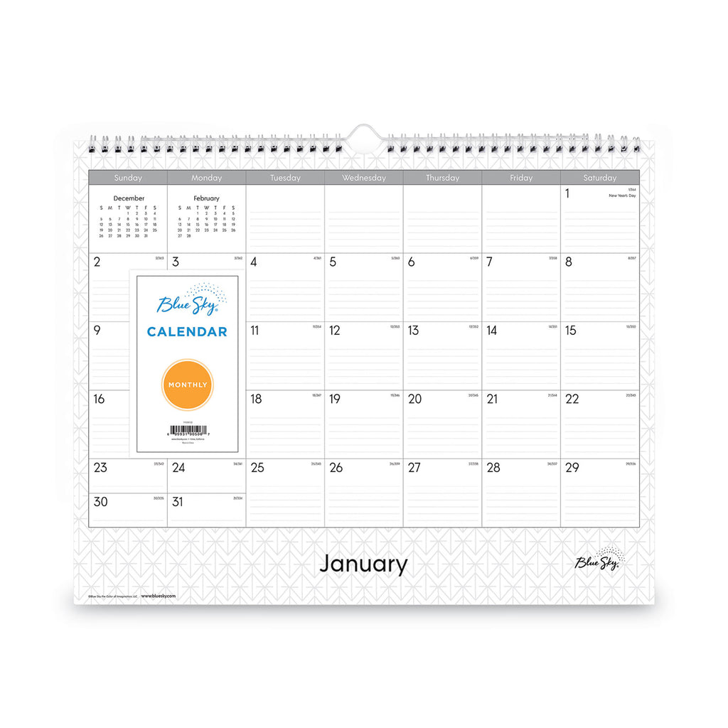 Enterprise Wall Calendar, Enterprise Geometric Artwork, 15 x 12, White/Gray Sheets, 12-Month (Jan to Dec): 2024