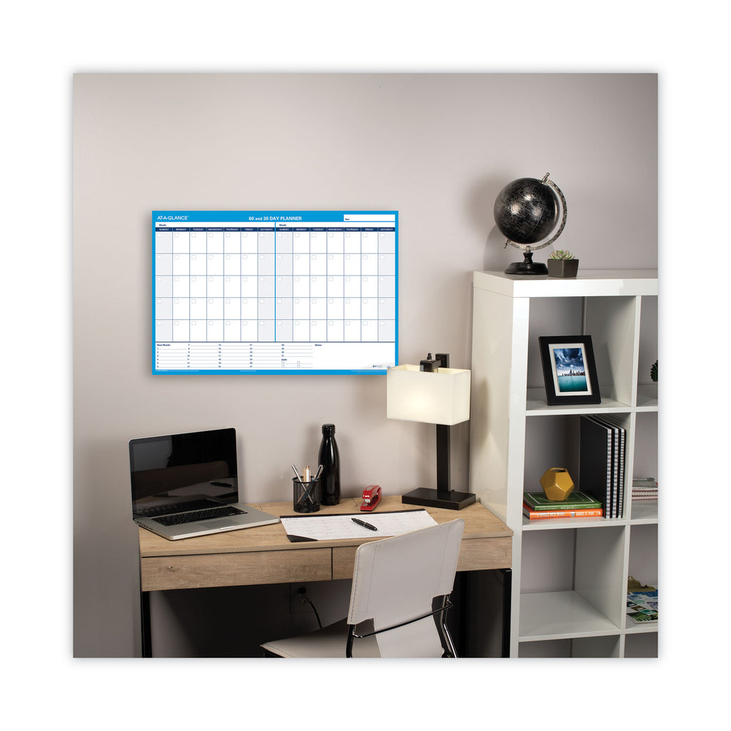 90/120-Day Undated Horizontal Erasable Wall Planner, 36 x 24, White/Blue Sheets, Undated - 