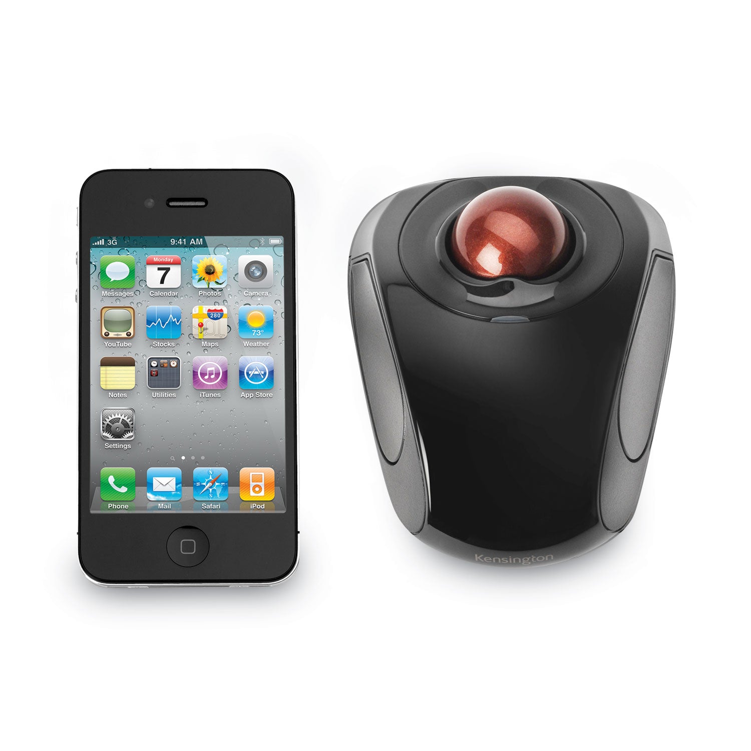 Orbit Wireless Mobile Trackball, 2.4 GHz Frequency/30 ft Wireless Range, Left/Right Hand Use, Black/Red - 