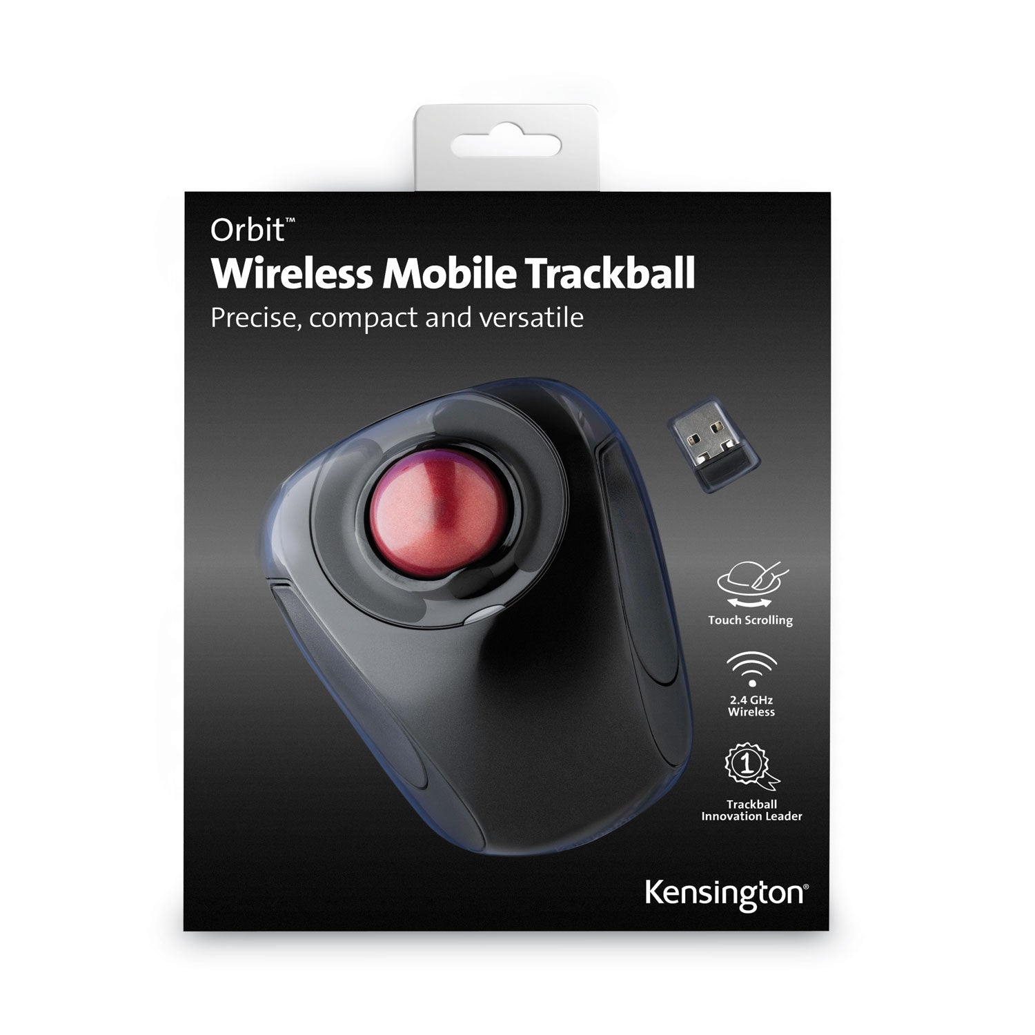 Orbit Wireless Mobile Trackball, 2.4 GHz Frequency/30 ft Wireless Range, Left/Right Hand Use, Black/Red - 
