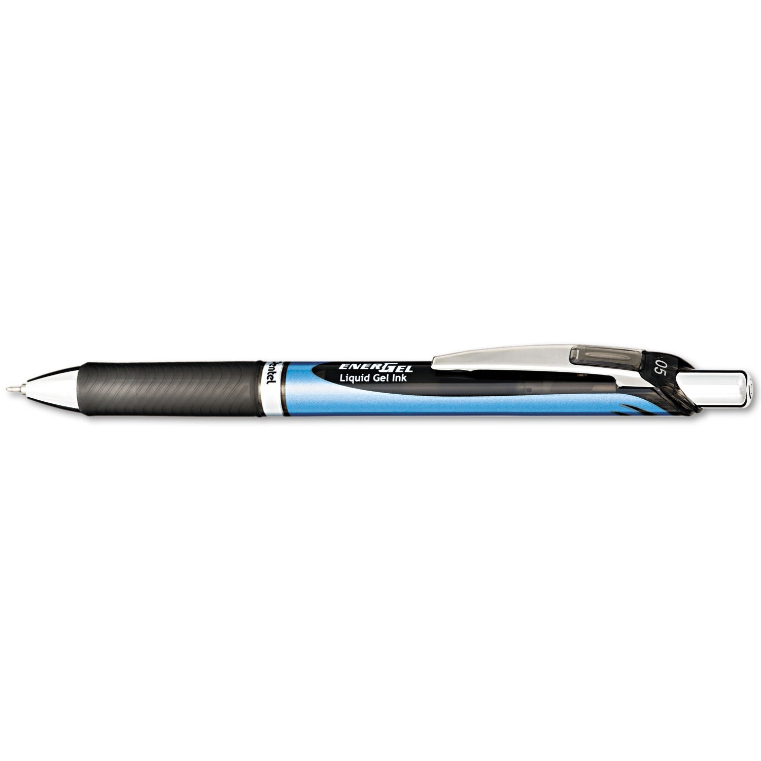 EnerGel RTX Gel Pen, Retractable, Fine 0.5 mm Needle Tip, Black Ink, Black/Blue Barrel - 