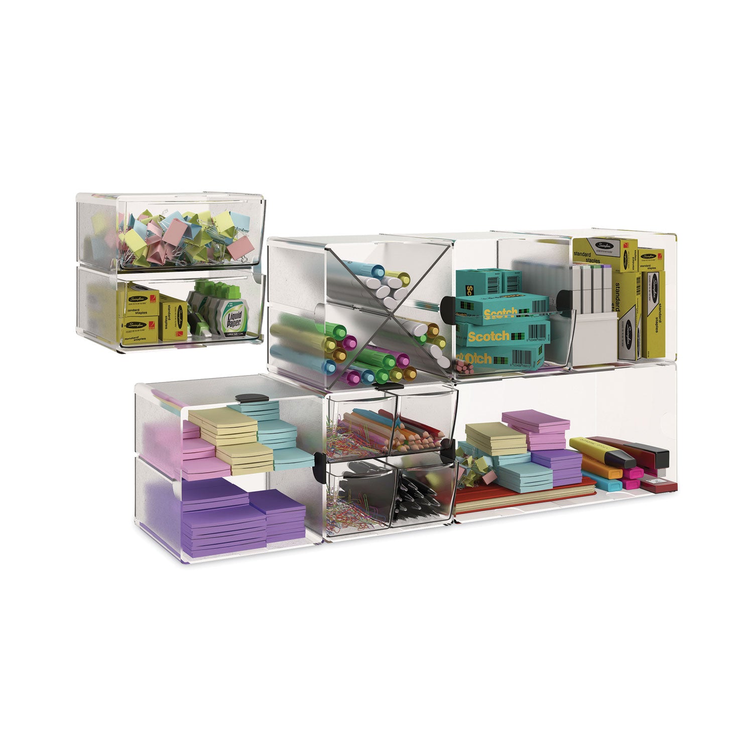 Stackable Cube Organizer, Double Cube, Plastic, 12 x 6 x 6, Clear - 
