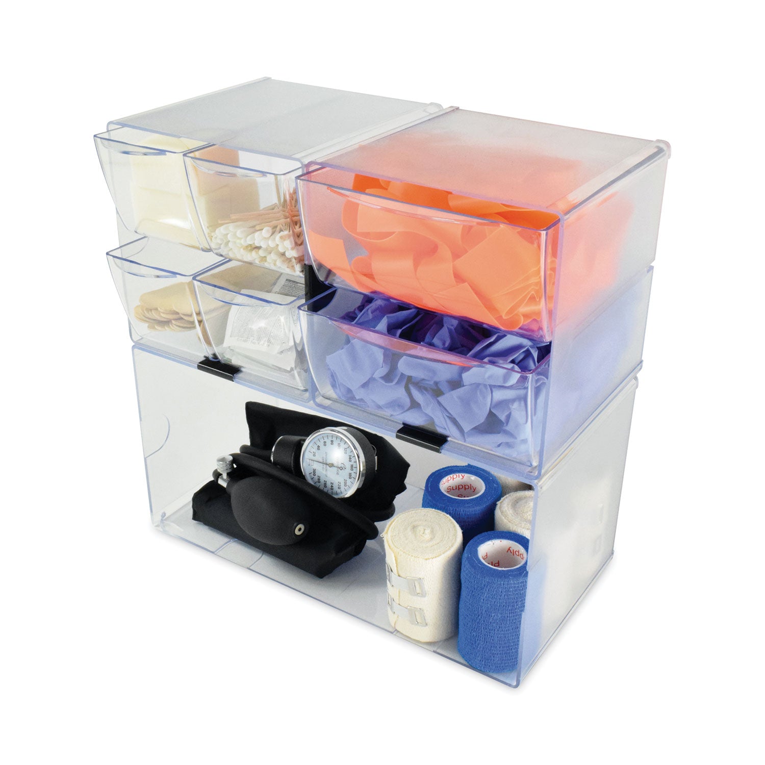 Stackable Cube Organizer, Double Cube, Plastic, 12 x 6 x 6, Clear - 