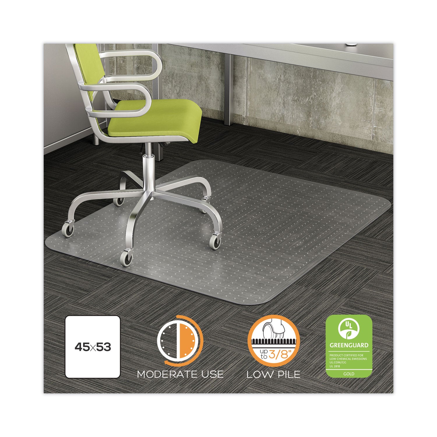 duramat-moderate-use-chair-mat-low-pile-carpet-flat-45-x-53-rectangle-clear_defcm13242 - 2