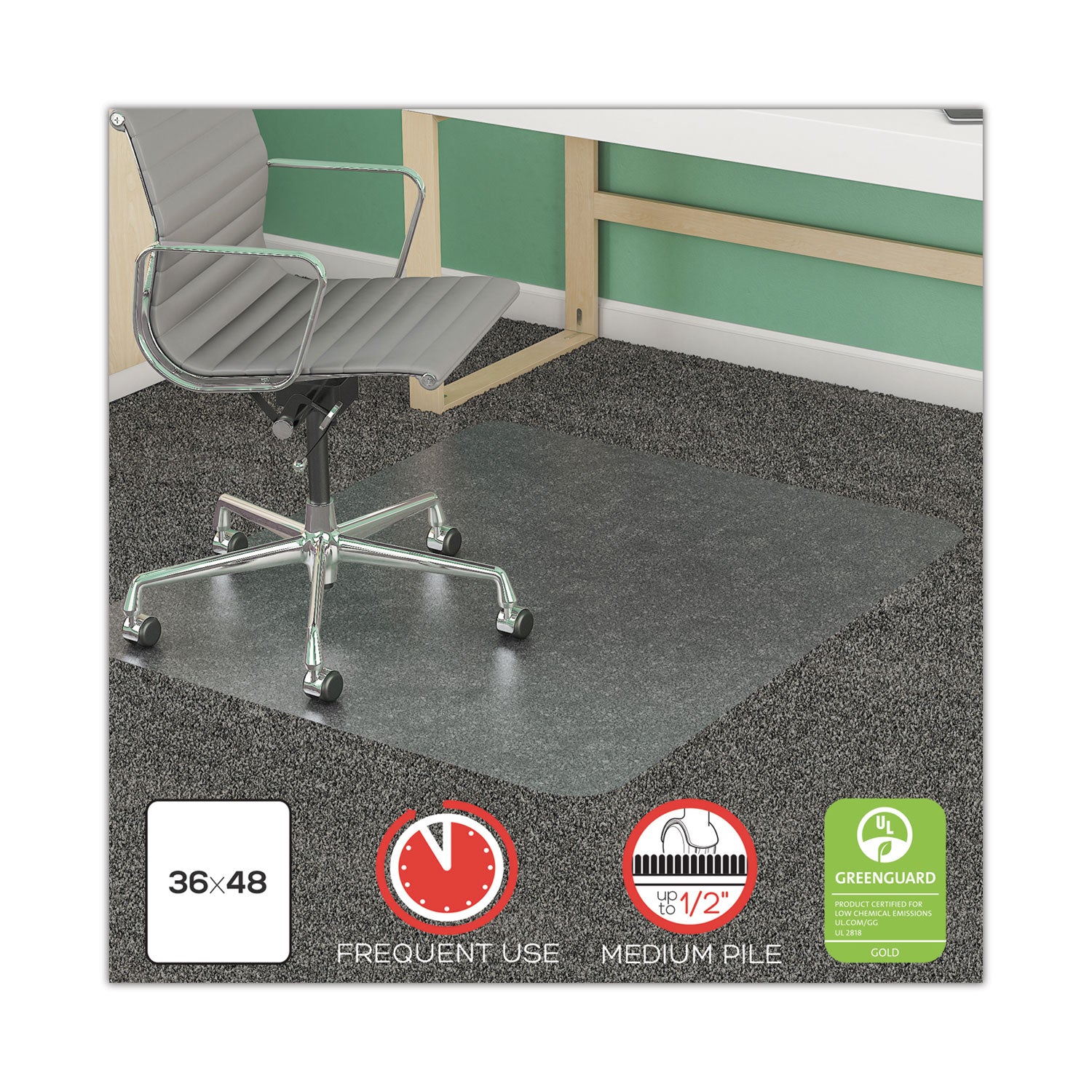 supermat-frequent-use-chair-mat-for-medium-pile-carpet-36-x-48-rectangular-clear_defcm14142 - 2