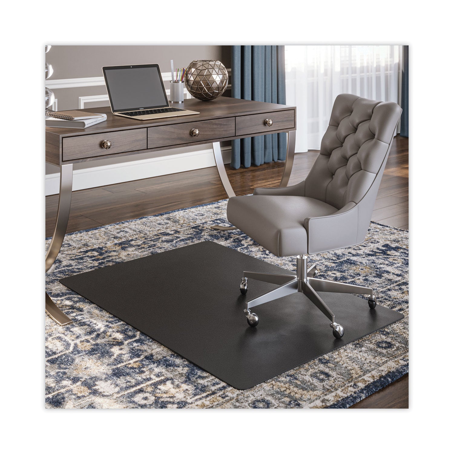 SuperMat Frequent Use Chair Mat for Medium Pile Carpet, 45 x 53, Rectangular, Black - 