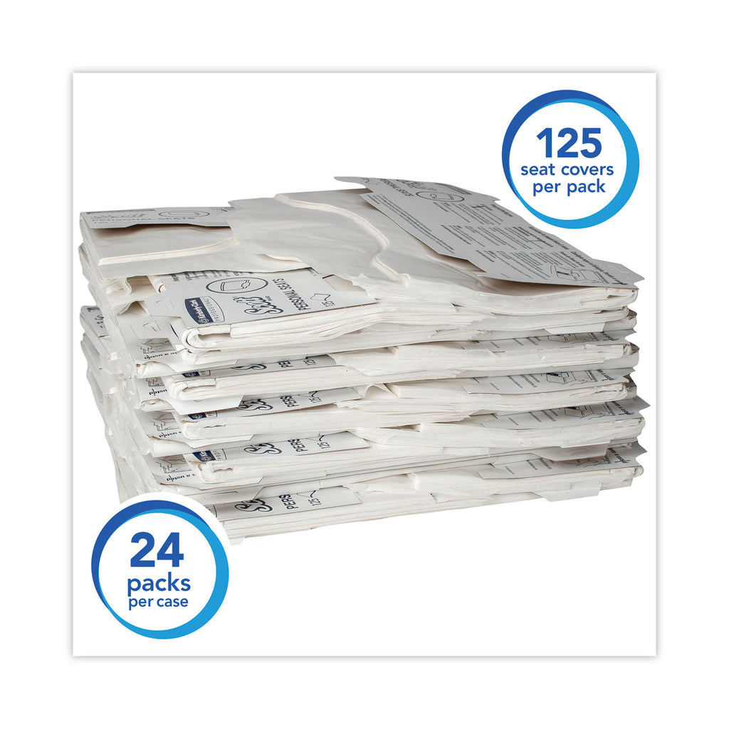 Personal Seats Sanitary Toilet Seat Covers, 15 x 18, White, 125/Pack, 24 Packs/Carton - 