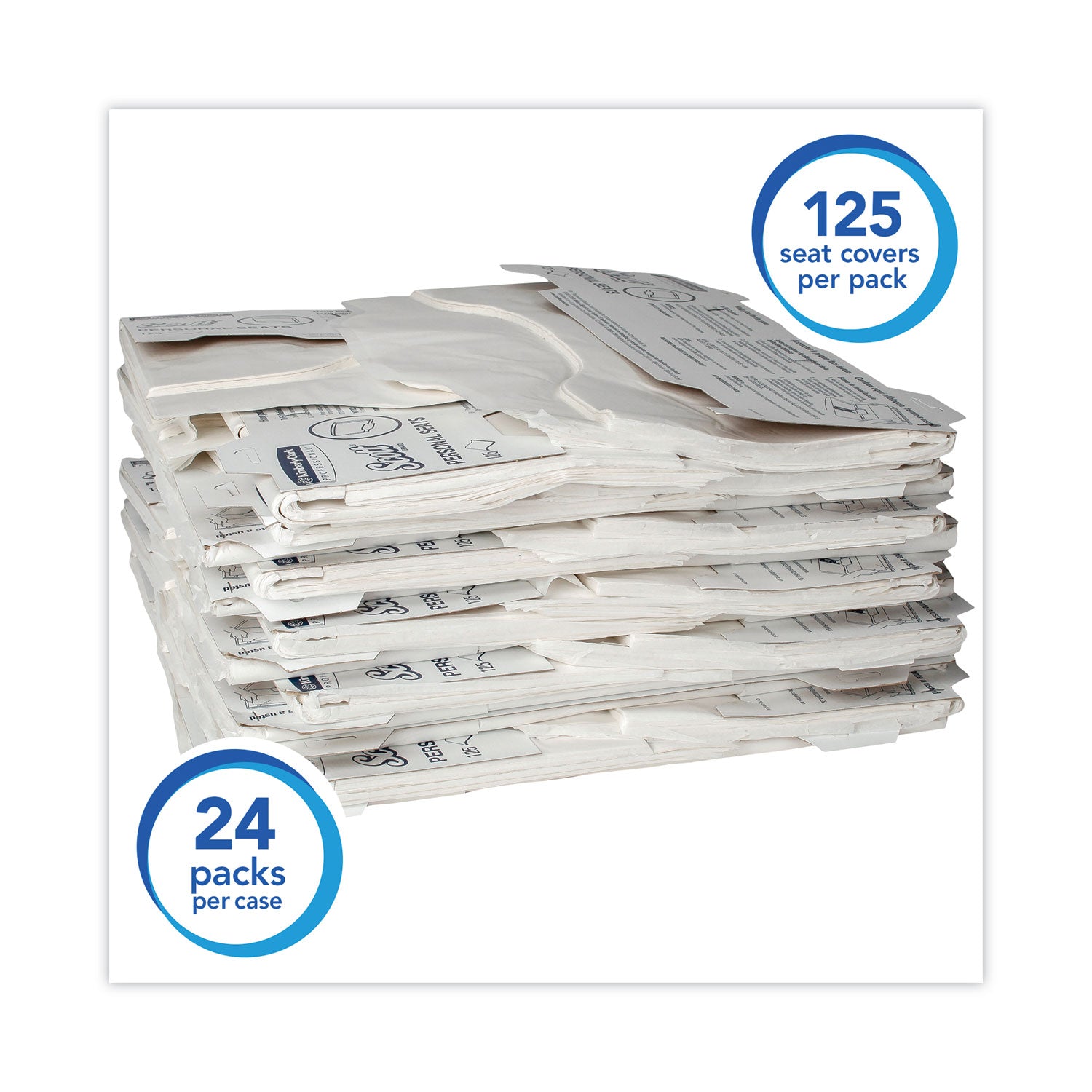 Personal Seats Sanitary Toilet Seat Covers, 15 x 18, White, 125/Pack, 24 Packs/Carton