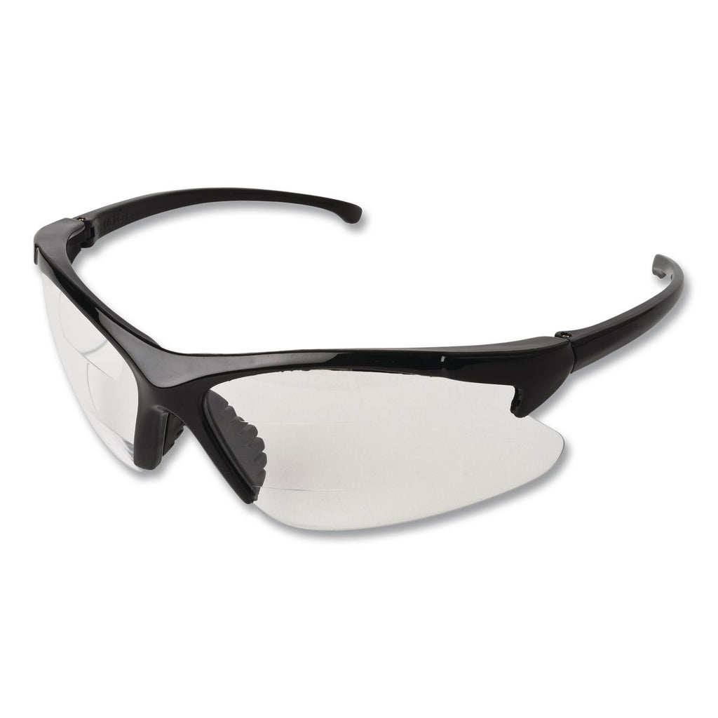 Dual Readers Safety Glasses, 2.0 Diopter, Black Frame, Clear Hardcoat Scratch-Resistant Lens