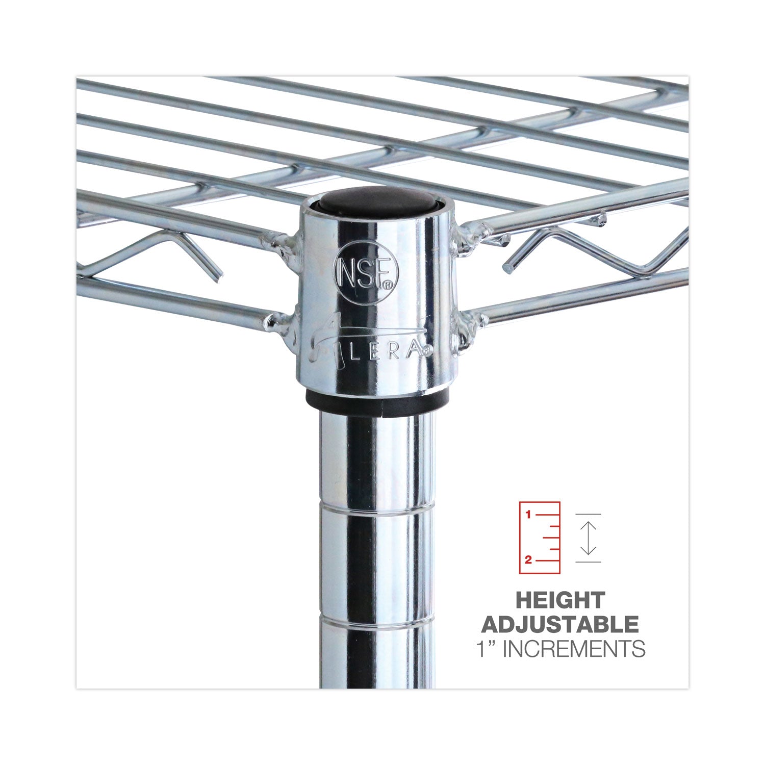 Residential Wire Shelving, Four-Shelf, 36w x 14d x 54h, Silver