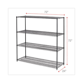 BA Plus Wire Shelving Kit, Four-Shelf, 72w x 24d x 72h, Black Anthracite Plus