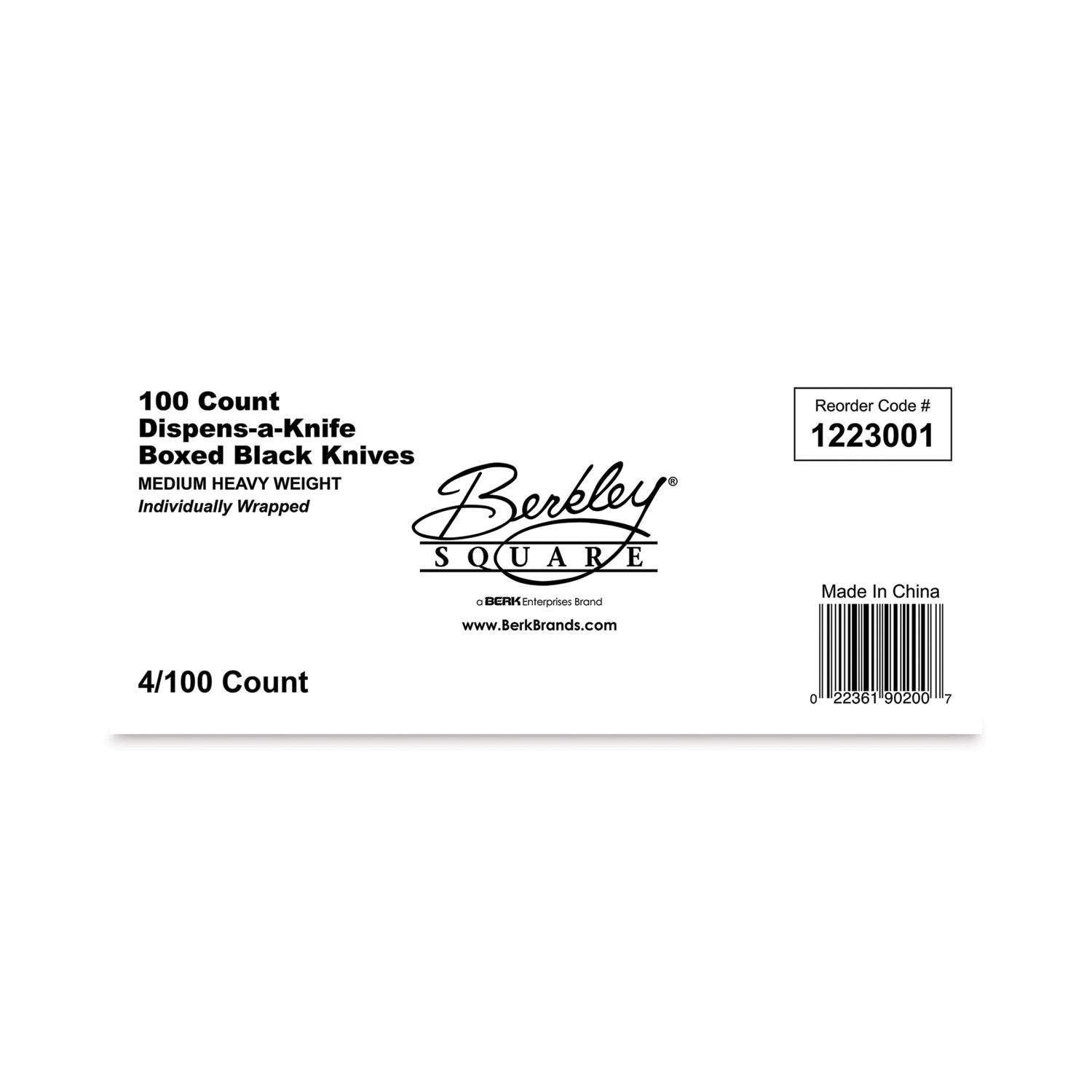 Dispens-a-Knife, Individually Wrapped, Mediumweight, Plastic, Black, 100/Box