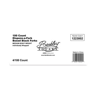 Dispens-a-Fork, Individually Wrapped, Mediumweight, Plastic, Black, 100/Box