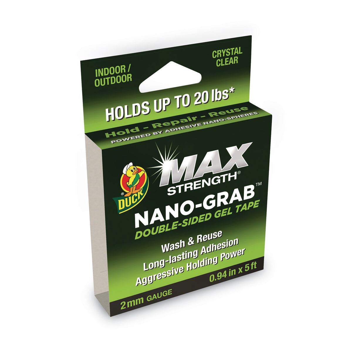 MAX Strength Nano-Grab Double-Sided Gel Tape, 0.94" x 5 ft, Clear