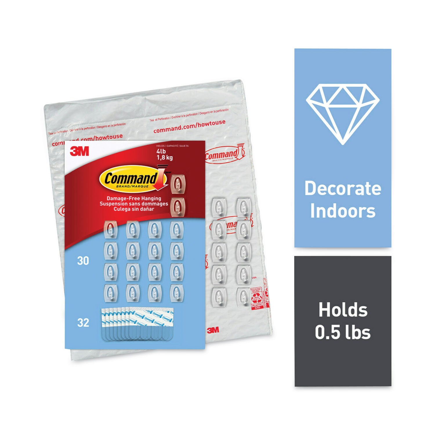 mini-hooks-small-plastic-clear-05-lb-capacity-30-hooks-and-32-strips-pack_mmm17006clr30na - 1