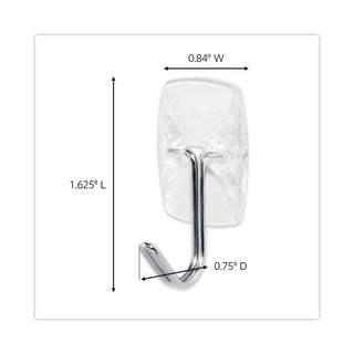 Small Wire Hooks, Small, Plastic/Metal, Clear, 0.5 lb Capacity, Clear, 15 Hooks and 20 Strips/Pack