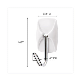 Small Wire Hooks, Small, Plastic/Metal, White, 0.5 lb Capacity, 22 Hooks and 24 Strips/Pack