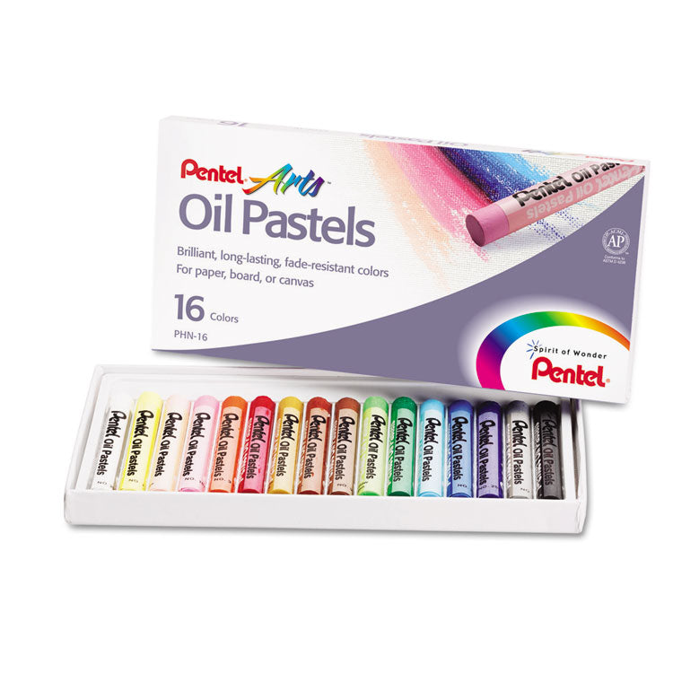 Oil Pastel Set With Carrying Case, 16 Assorted Colors, 0.38" dia x 2.38", 16/Pack - 