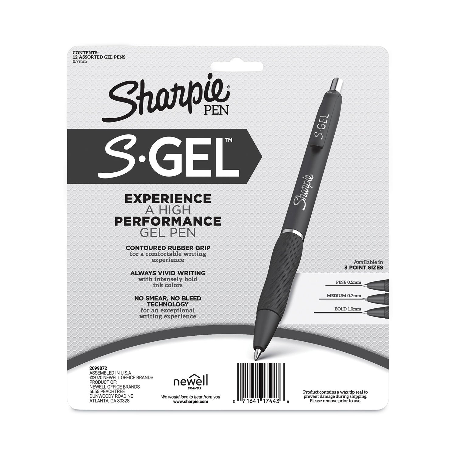 s-gel-high-performance-gel-pen-retractable-medium-07-mm-assorted-ink-colors-black-barrel-dozen_san2096153 - 3