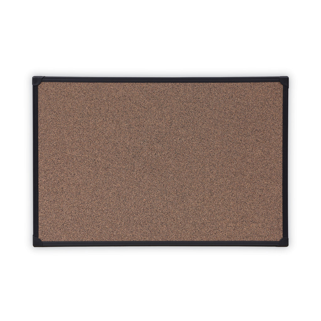 tech-cork-board-36-x-24-brown-surface-black-plastic-frame_unv43022 - 1