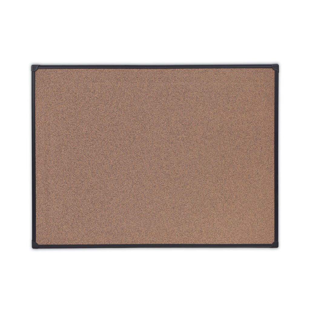 Tech Cork Board, 48 x 36, Brown Surface, Black Aluminum Frame