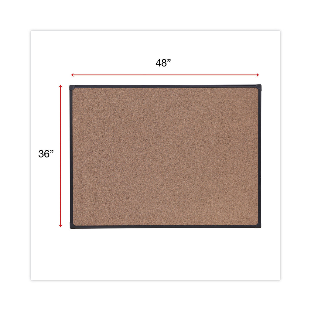 Tech Cork Board, 48 x 36, Brown Surface, Black Aluminum Frame