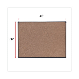 Tech Cork Board, 48 x 36, Brown Surface, Black Aluminum Frame