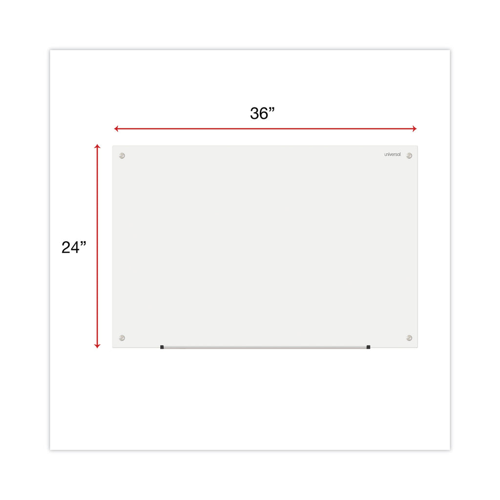 Frameless Glass Marker Board, 36 x 24, White Surface