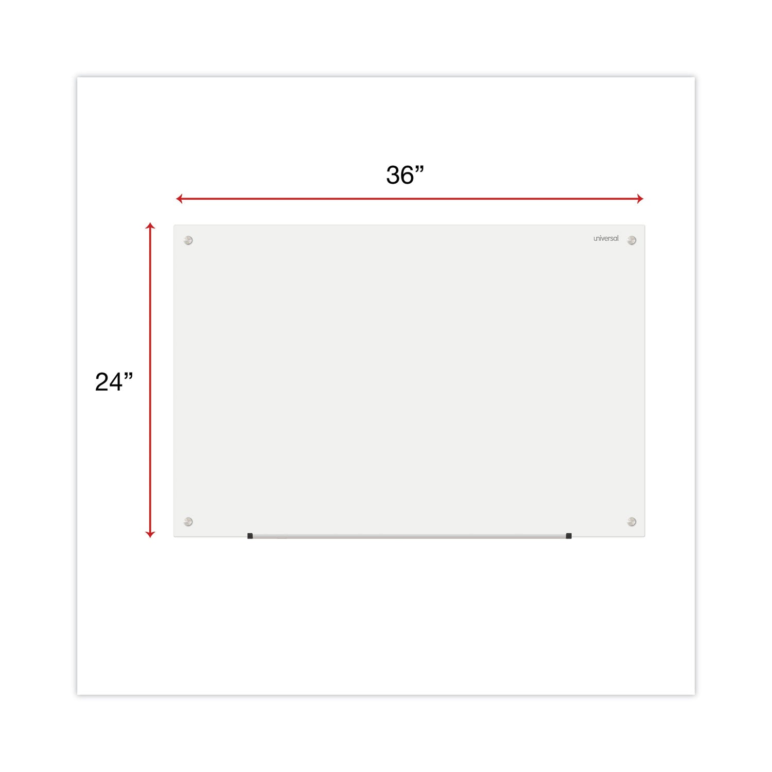 Frameless Glass Marker Board, 36 x 24, White Surface