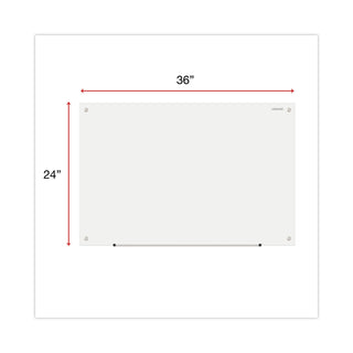 Frameless Glass Marker Board, 36 x 24, White Surface