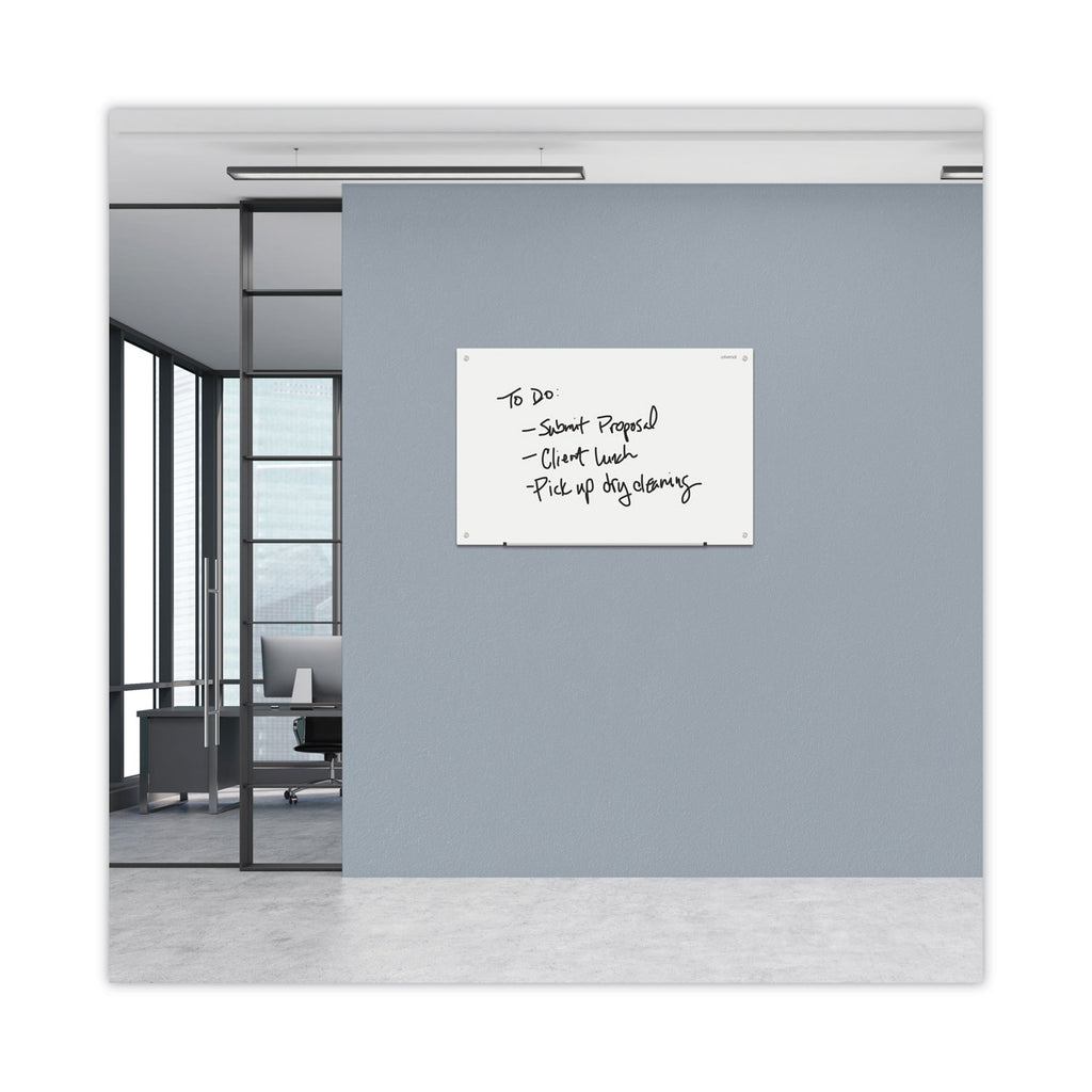 Frameless Glass Marker Board, 36 x 24, White Surface