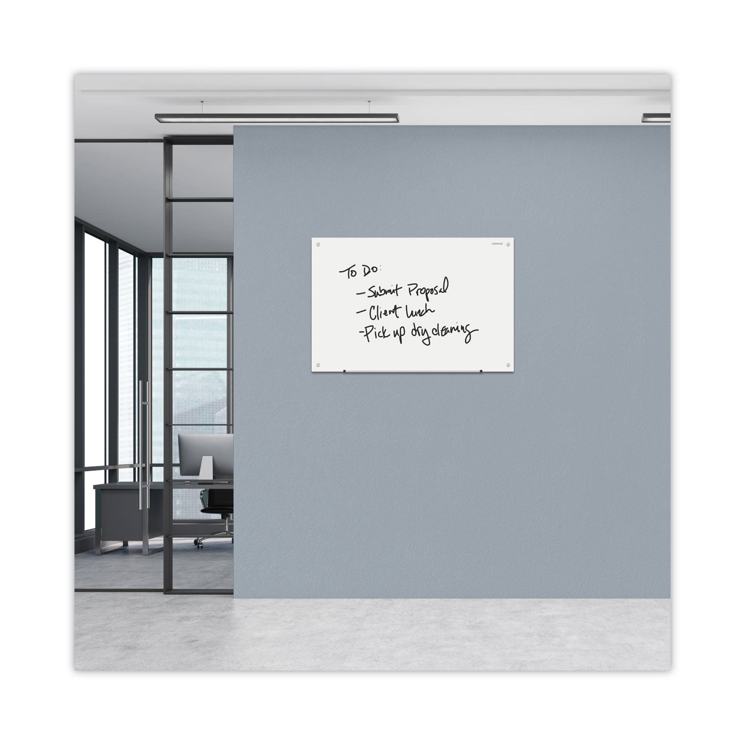 Frameless Glass Marker Board, 36 x 24, White Surface