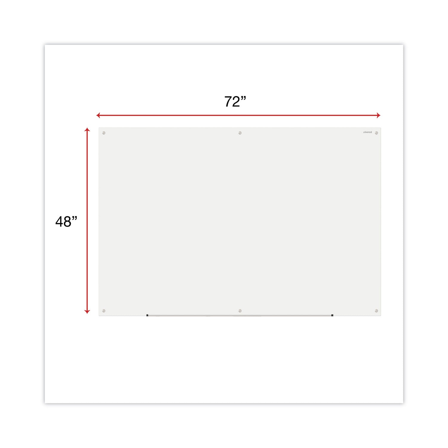 Frameless Glass Marker Board, 72 x 48, White Surface