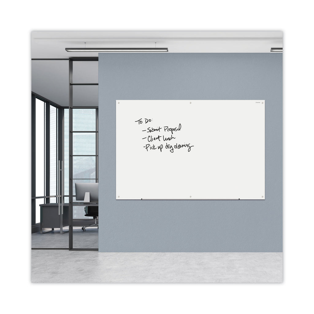 Frameless Glass Marker Board, 72 x 48, White Surface