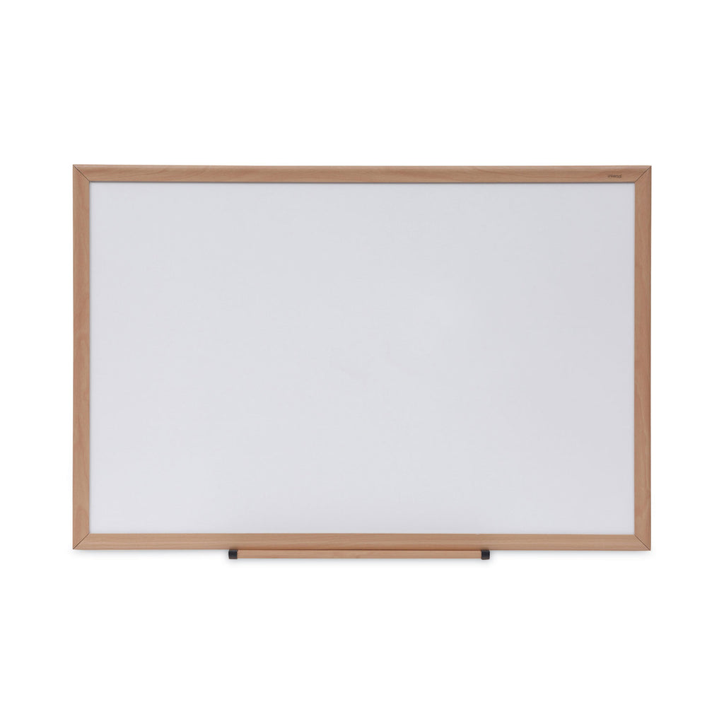 Deluxe Melamine Dry Erase Board, 36 x 24, Melamine White Surface, Oak Fiberboard Frame - 