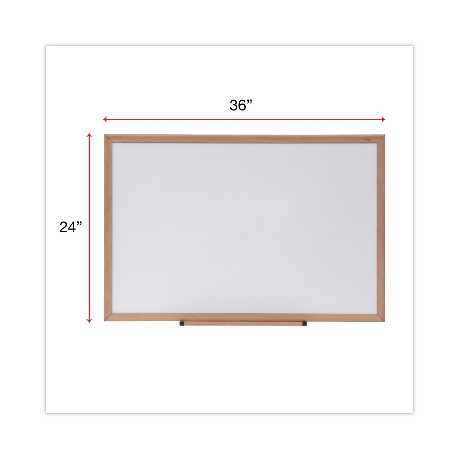 Deluxe Melamine Dry Erase Board, 36 x 24, Melamine White Surface, Oak Fiberboard Frame - 