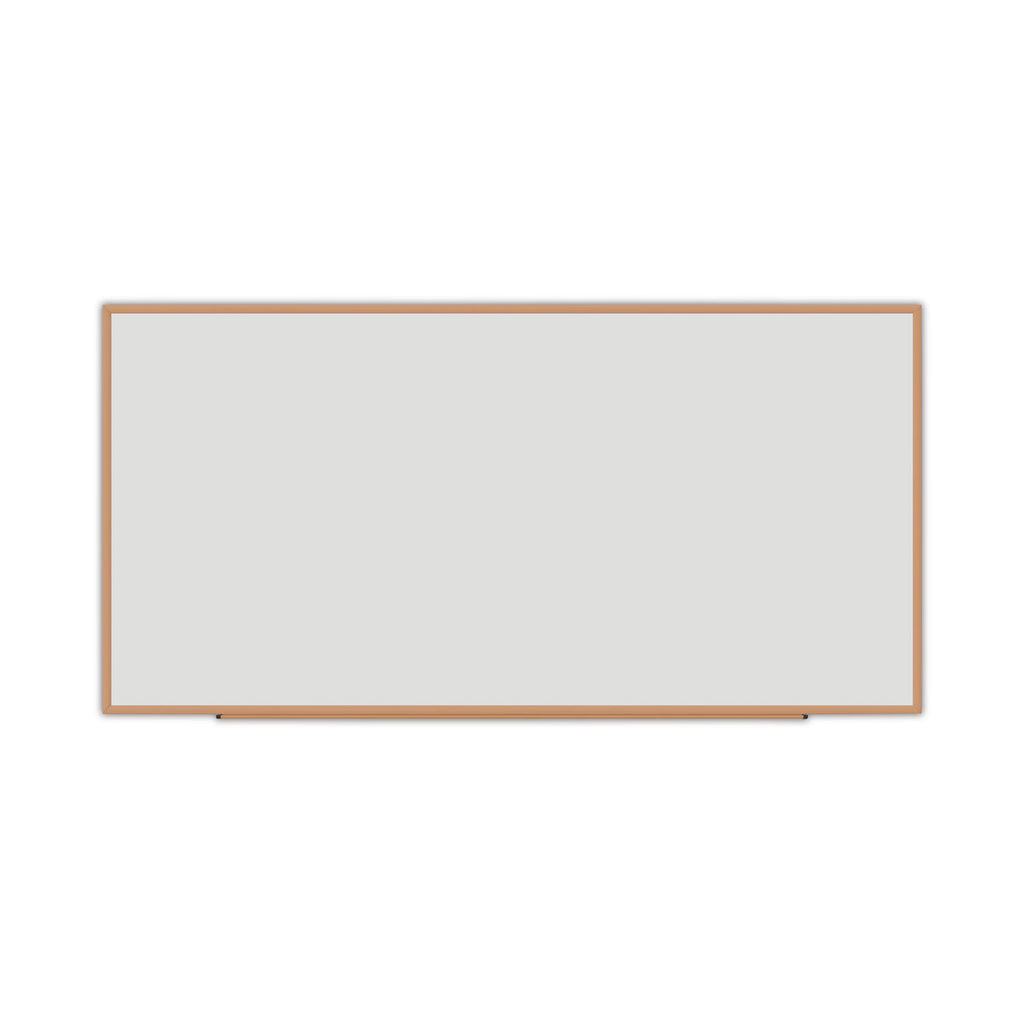 Deluxe Melamine Dry Erase Board, 96 x 48, Melamine White Surface, Oak Fiberboard Frame - 