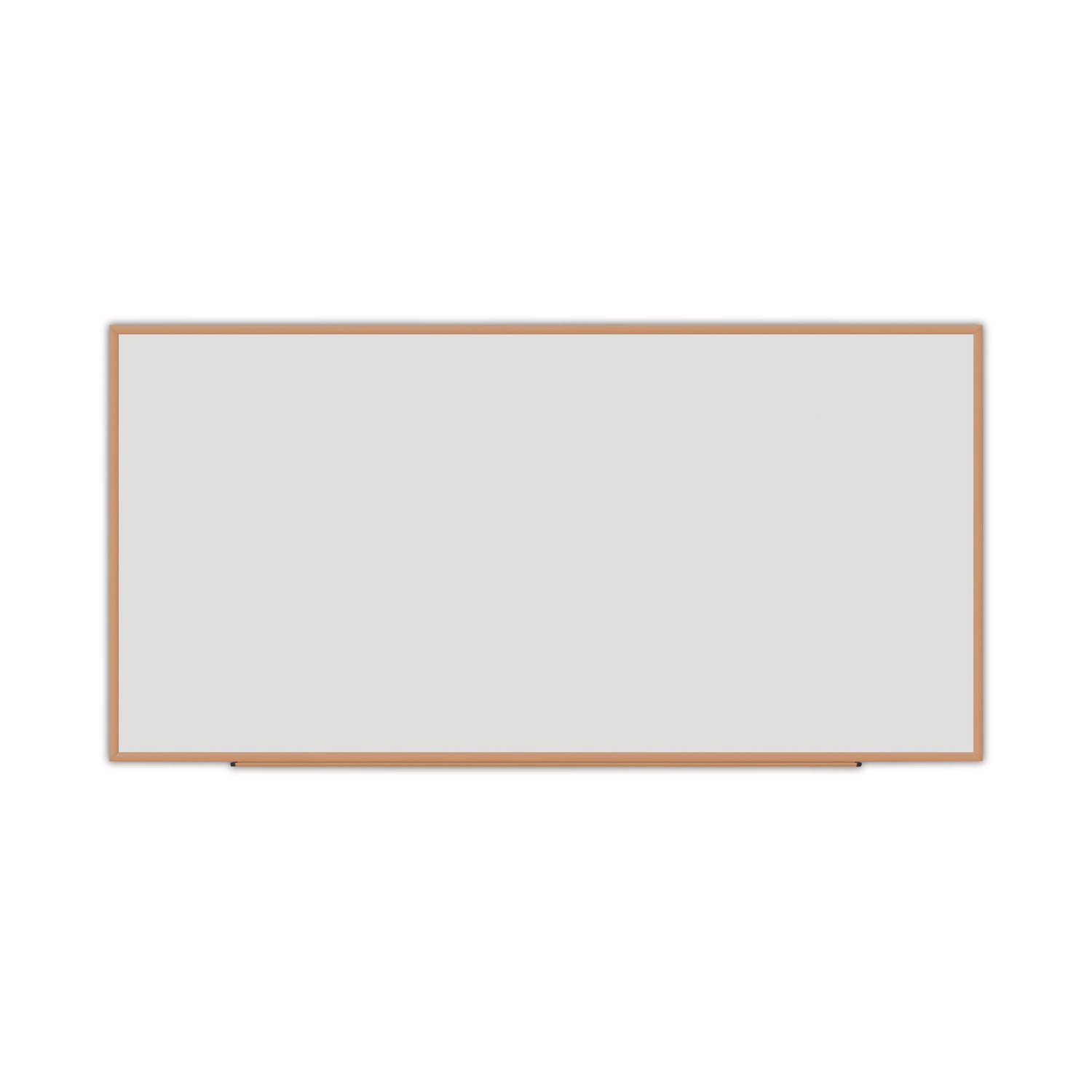 Deluxe Melamine Dry Erase Board, 96 x 48, Melamine White Surface, Oak Fiberboard Frame - 
