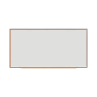 Deluxe Melamine Dry Erase Board, 96 x 48, Melamine White Surface, Oak Fiberboard Frame - 