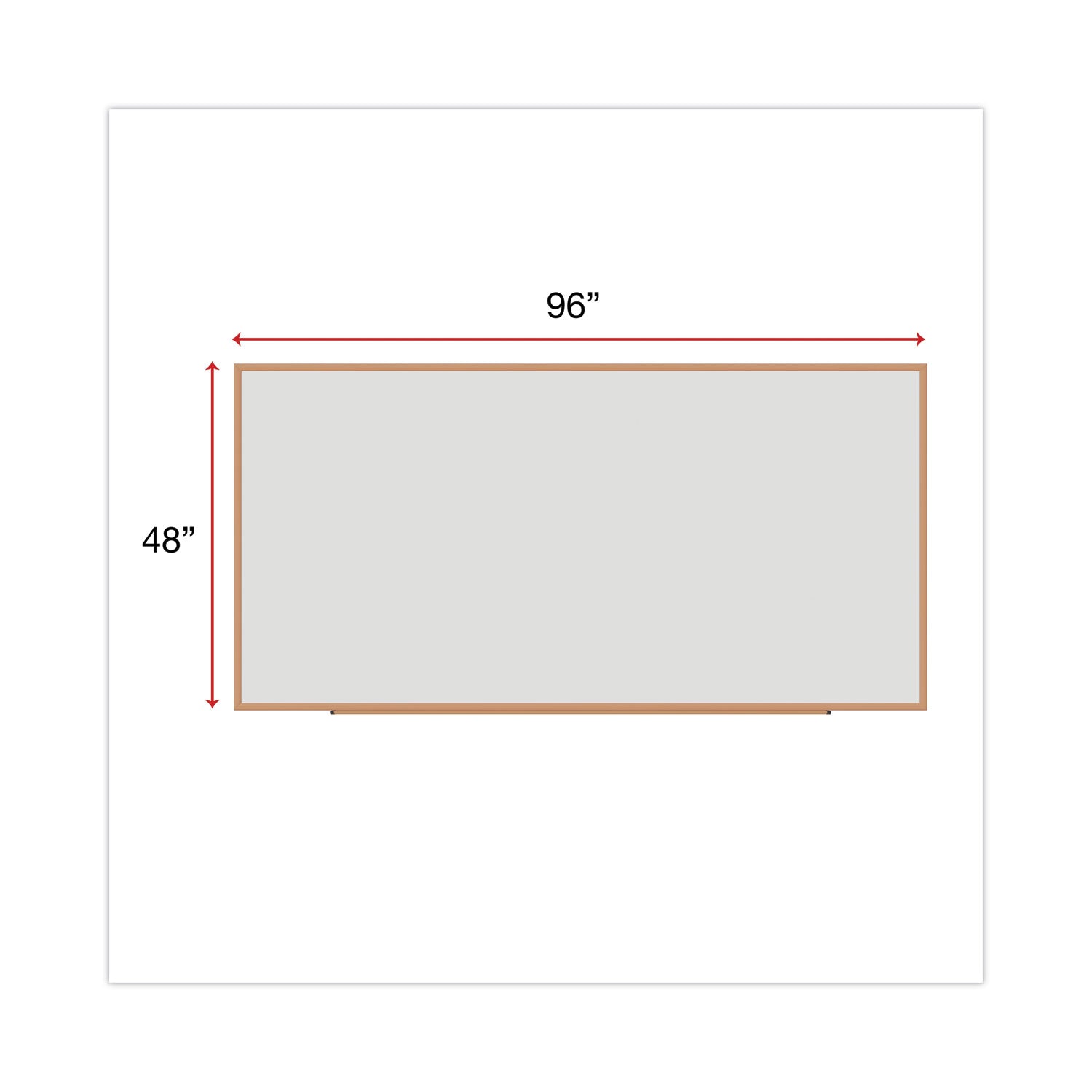 Deluxe Melamine Dry Erase Board, 96 x 48, Melamine White Surface, Oak Fiberboard Frame - 