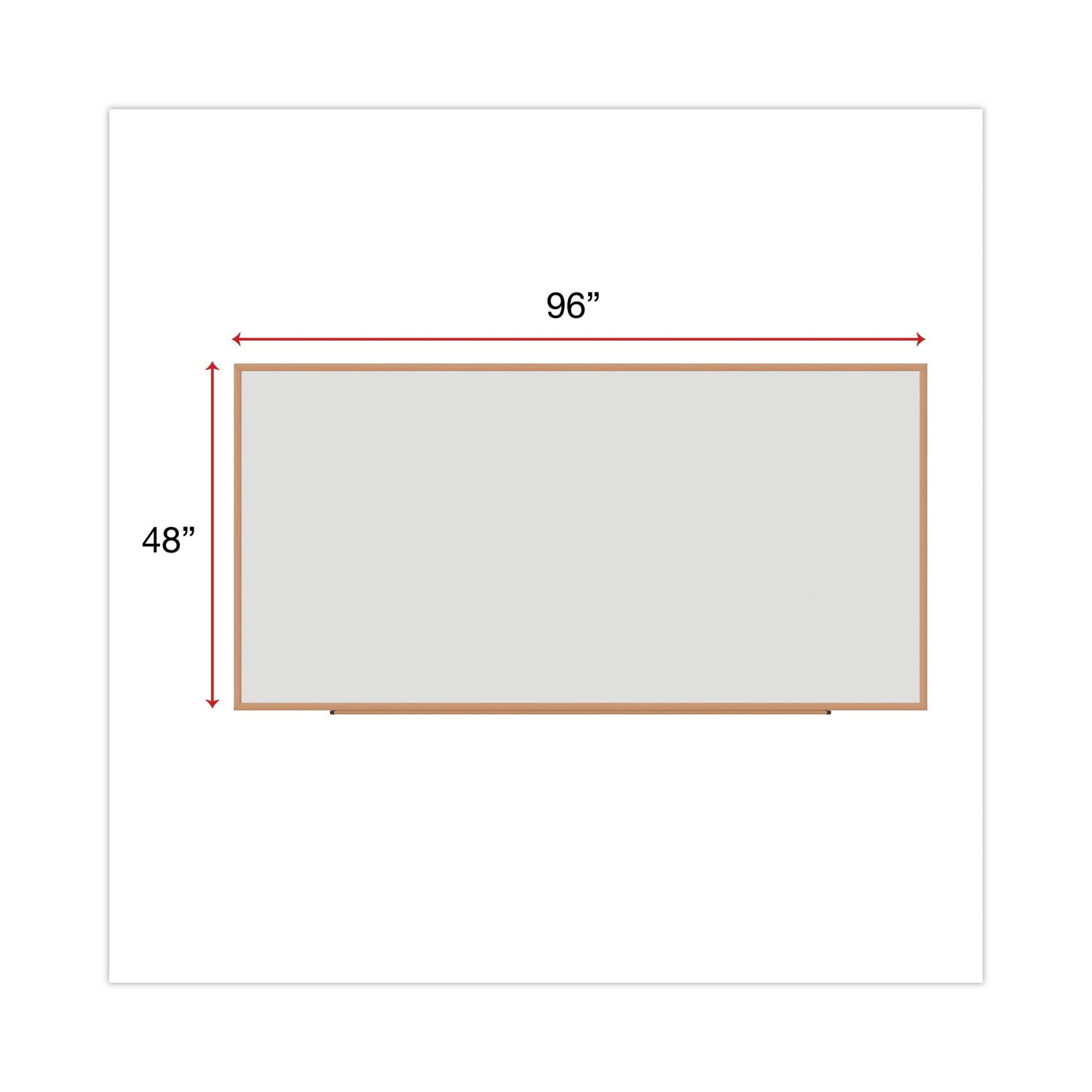 Deluxe Melamine Dry Erase Board, 96 x 48, Melamine White Surface, Oak Fiberboard Frame - 