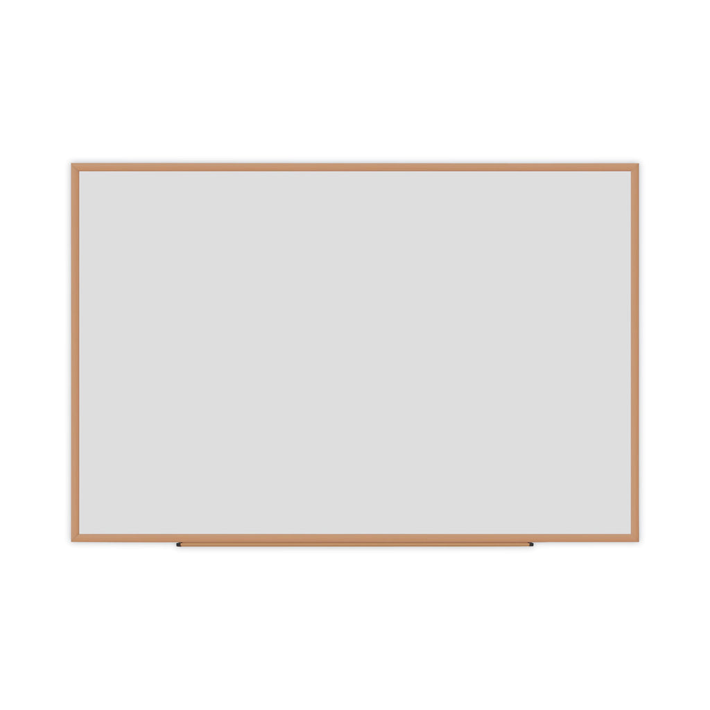 Deluxe Melamine Dry Erase Board, 72 x 48, Melamine White Surface, Oak Fiberboard Frame - 