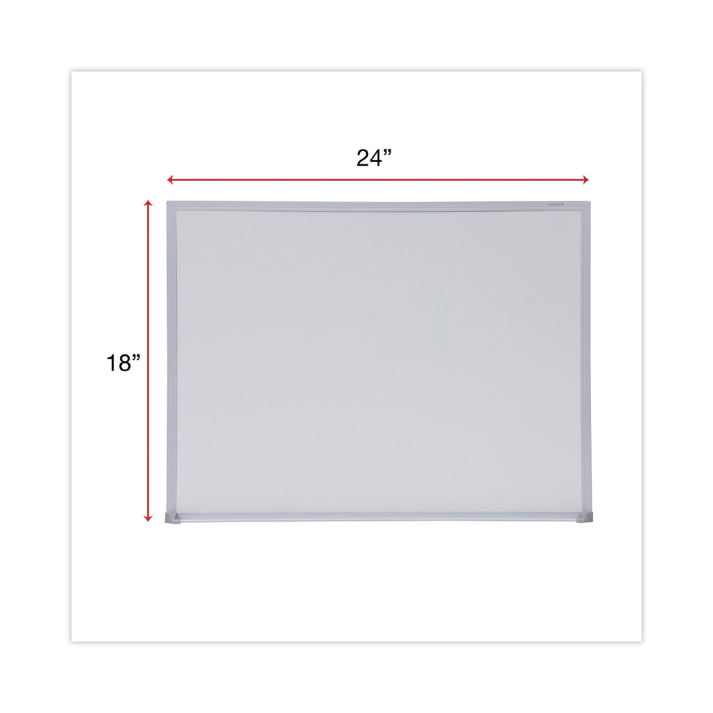 Melamine Dry Erase Board with Aluminum Frame, 24 x 18, White Surface, Anodized Aluminum Frame - 