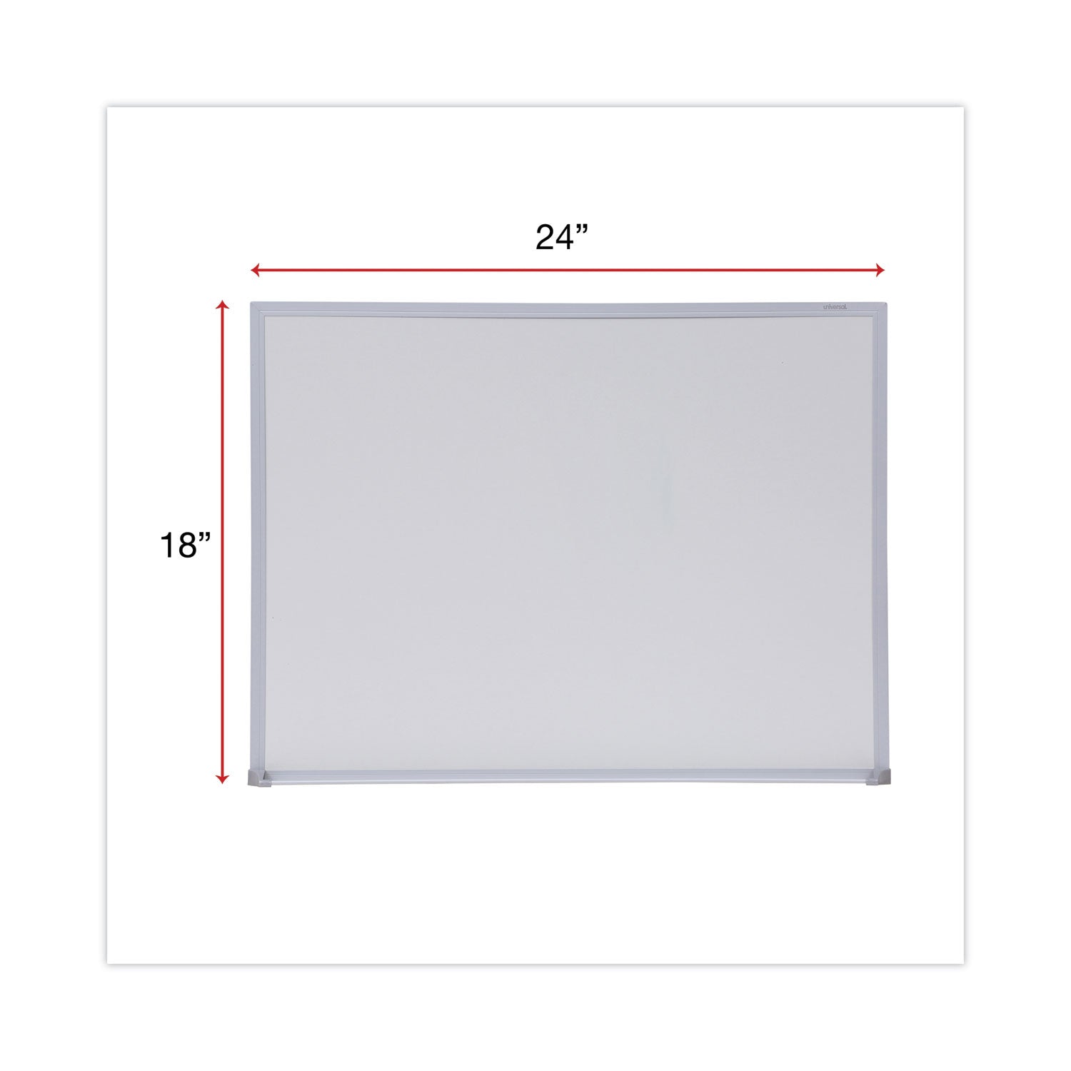 Melamine Dry Erase Board with Aluminum Frame, 24 x 18, White Surface, Anodized Aluminum Frame - 
