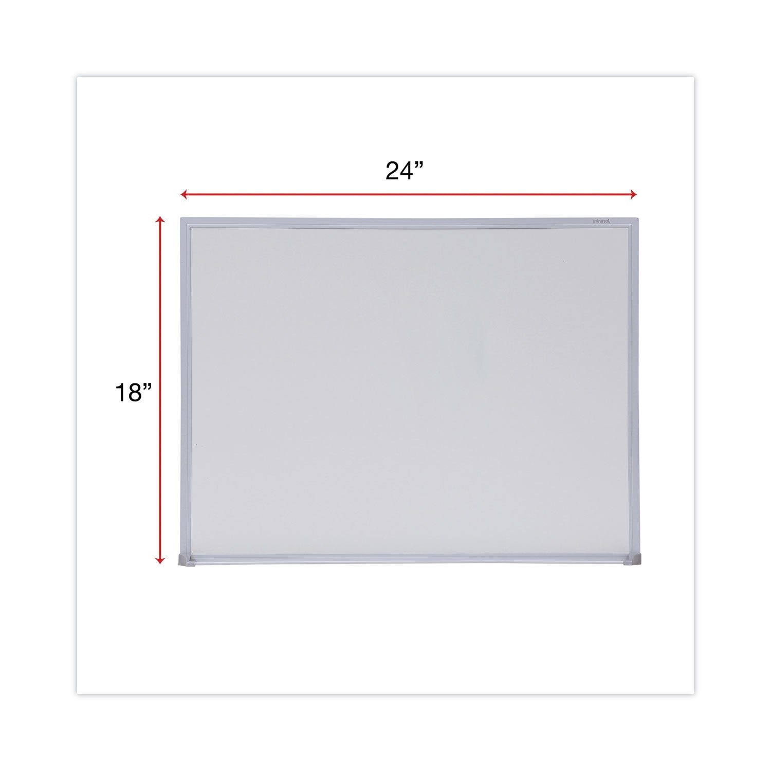 Melamine Dry Erase Board with Aluminum Frame, 24 x 18, White Surface, Anodized Aluminum Frame - 