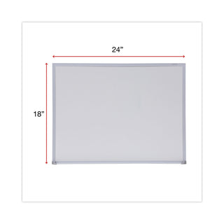 Melamine Dry Erase Board with Aluminum Frame, 24 x 18, White Surface, Anodized Aluminum Frame - 