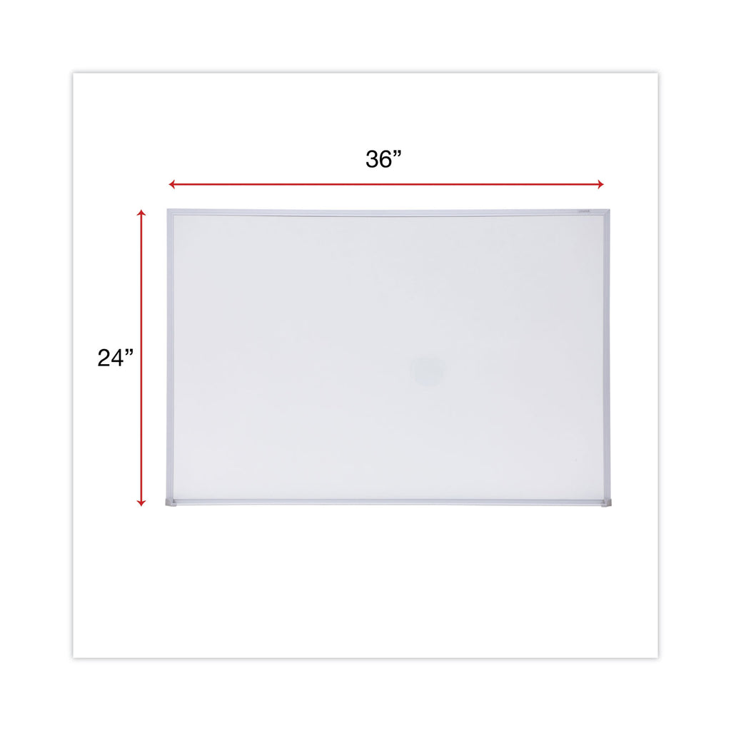 Melamine Dry Erase Board with Aluminum Frame, 36 x 24, White Surface, Anodized Aluminum Frame - 