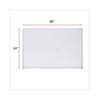 Melamine Dry Erase Board with Aluminum Frame, 36 x 24, White Surface, Anodized Aluminum Frame - 