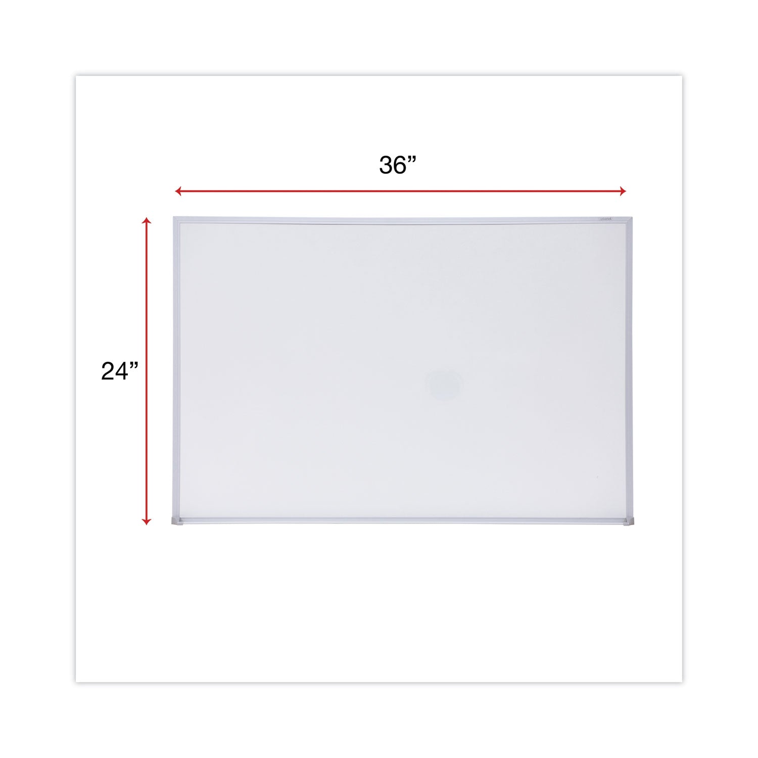 Melamine Dry Erase Board with Aluminum Frame, 36 x 24, White Surface, Anodized Aluminum Frame - 